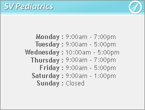 SV Pediatrics Hours